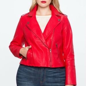 Women's Red Faux Leather Jacket 22/24